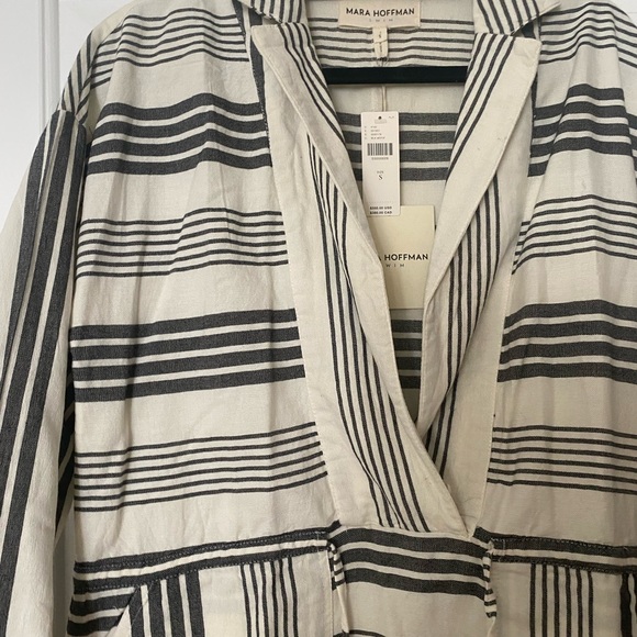 Mara  Hoffman Diega Swim Coverup cream and black stripes, Anthropologie size M - Picture 4 of 7
